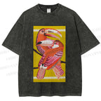 Unisex Big Mouth Birds Printed Washed Tee