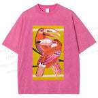 Unisex Big Mouth Birds Printed Washed Tee