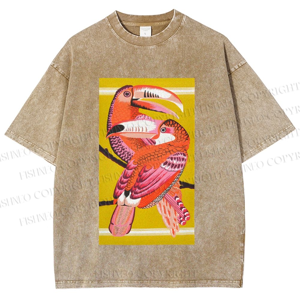 Unisex Big Mouth Birds Printed Washed Tee