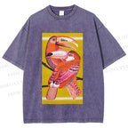 Unisex Big Mouth Birds Printed Washed Tee
