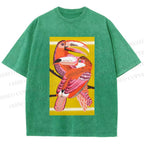 Unisex Big Mouth Birds Printed Washed Tee