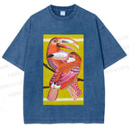 Unisex Big Mouth Birds Printed Washed Tee