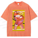 Unisex Big Mouth Birds Printed Washed Tee