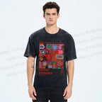 Unisex Yayoi Kusama Art Graffiti Printed Washed Tee