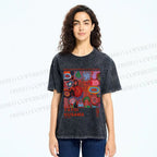 Unisex Yayoi Kusama Art Graffiti Printed Washed Tee