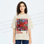 Unisex Yayoi Kusama Art Graffiti Printed Washed Tee