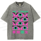 Unisex Yayoi Kusama Funny Eyes Printed Washed Tee