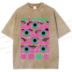 Unisex Yayoi Kusama Funny Eyes Printed Washed Tee