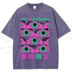 Unisex Yayoi Kusama Funny Eyes Printed Washed Tee
