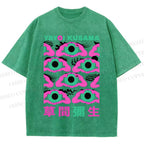 Unisex Yayoi Kusama Funny Eyes Printed Washed Tee