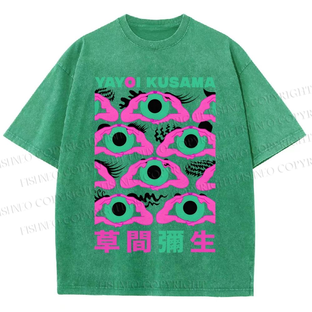 Unisex Yayoi Kusama Funny Eyes Printed Washed Tee