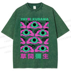 Unisex Yayoi Kusama Funny Eyes Printed Washed Tee