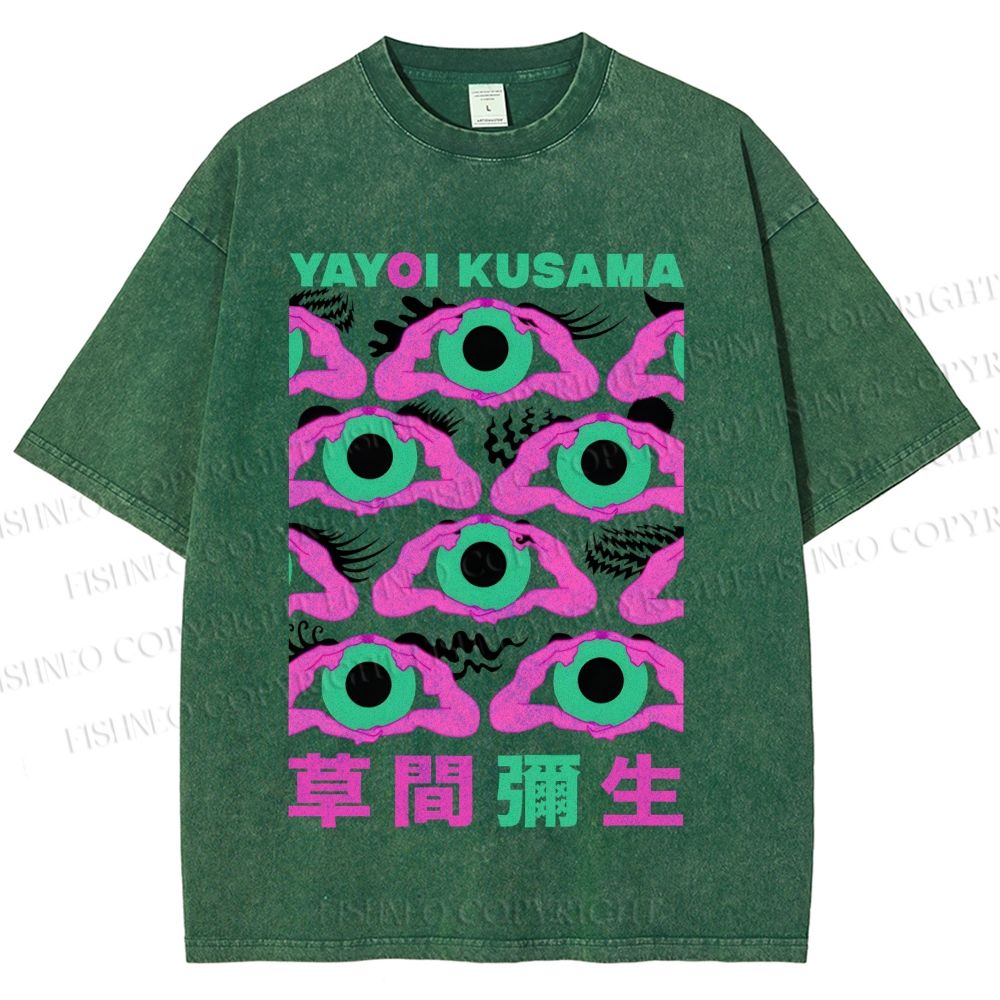 Unisex Yayoi Kusama Funny Eyes Printed Washed Tee