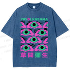 Unisex Yayoi Kusama Funny Eyes Printed Washed Tee