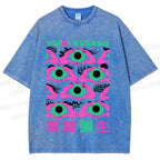 Unisex Yayoi Kusama Funny Eyes Printed Washed Tee