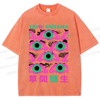 Unisex Yayoi Kusama Funny Eyes Printed Washed Tee