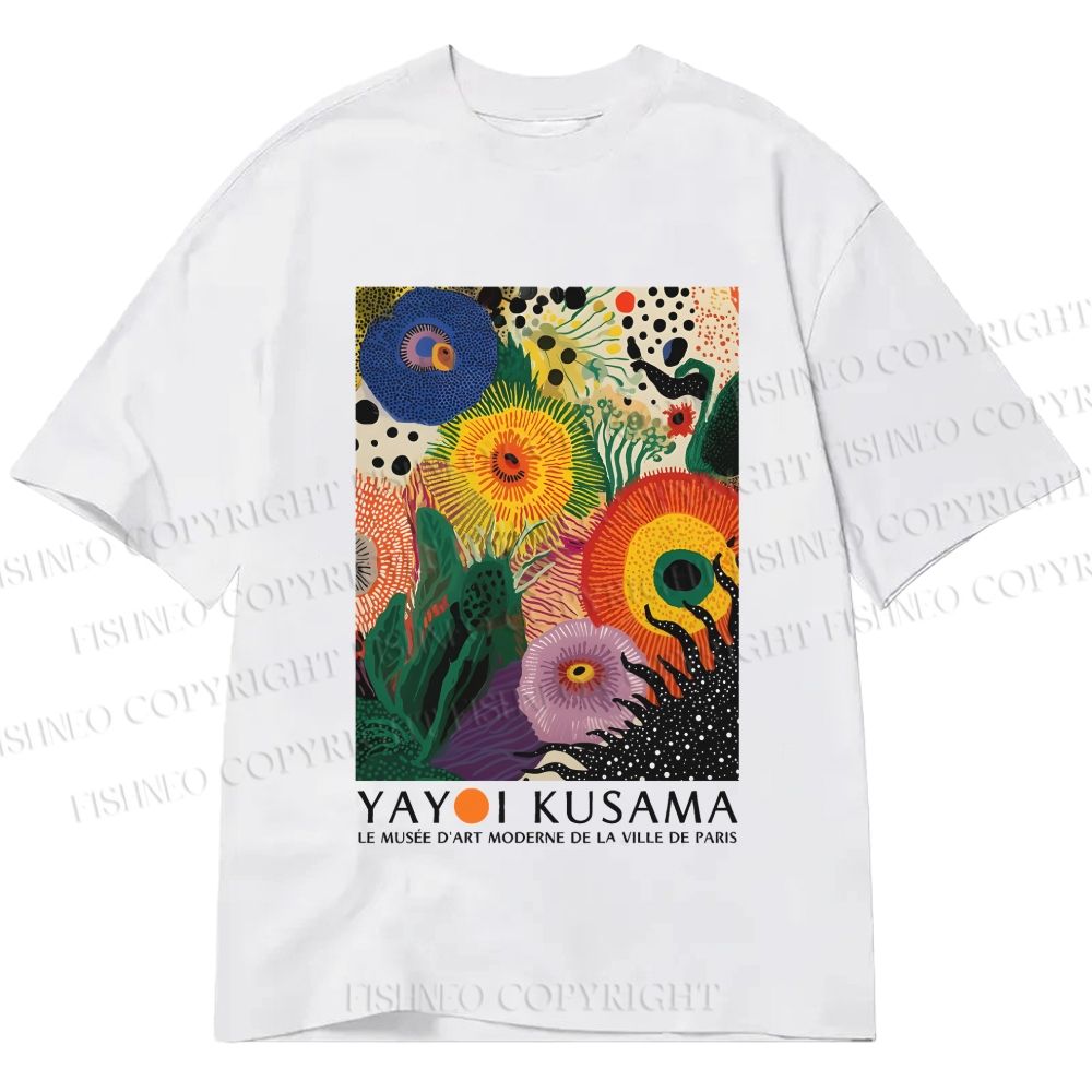 Unisex Classic Cotton Yayoi Kusama Eye Flowers Printed T-shirt
