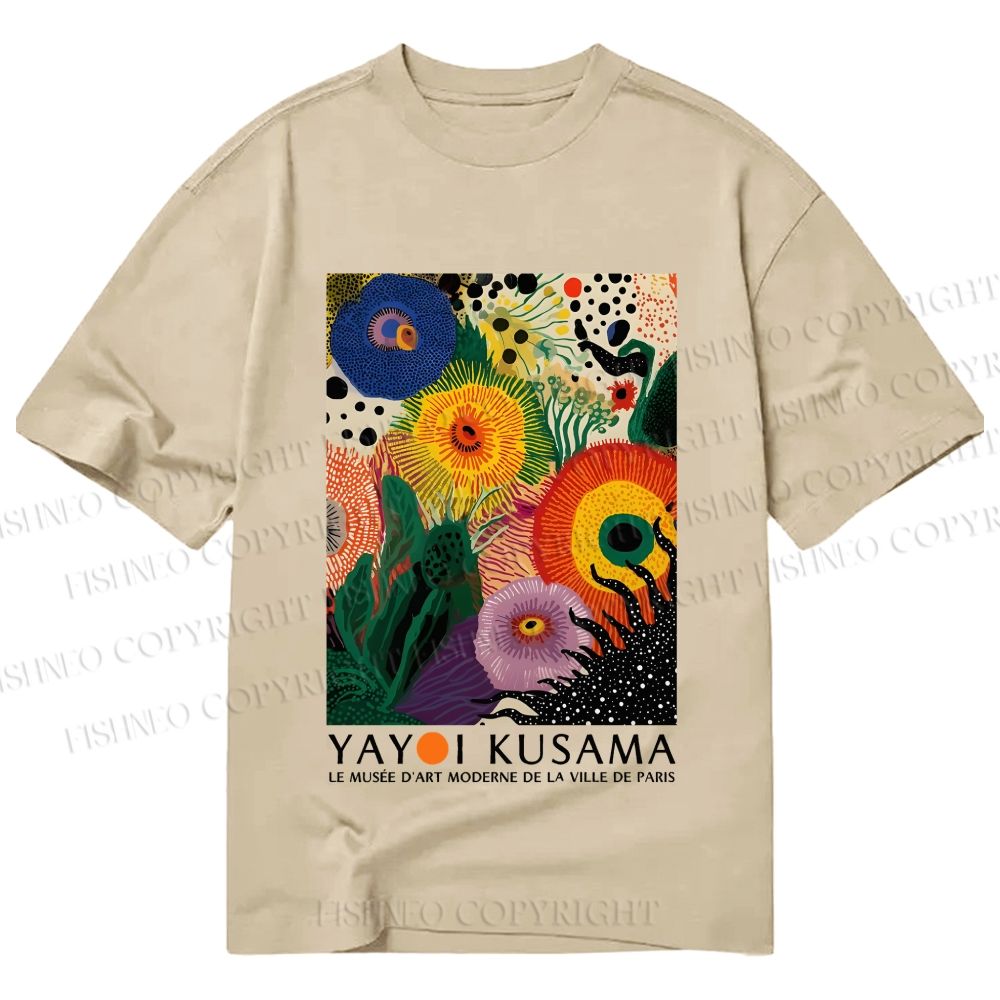 Unisex Classic Cotton Yayoi Kusama Eye Flowers Printed T-shirt