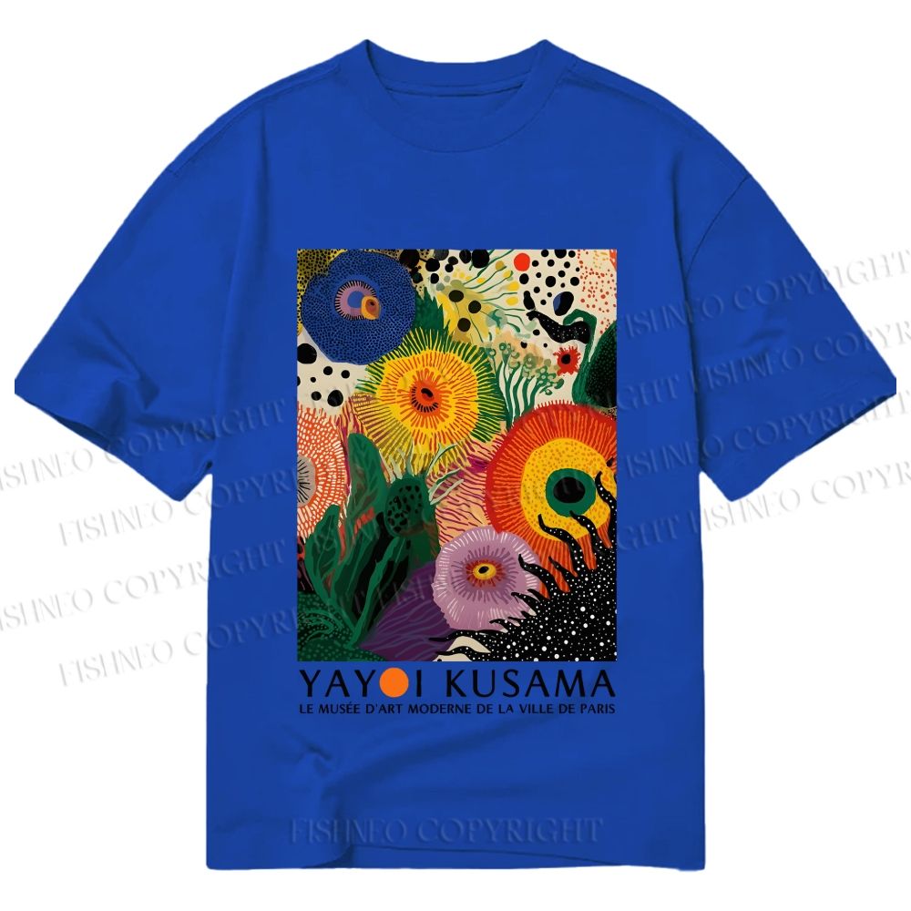 Unisex Classic Cotton Yayoi Kusama Eye Flowers Printed T-shirt