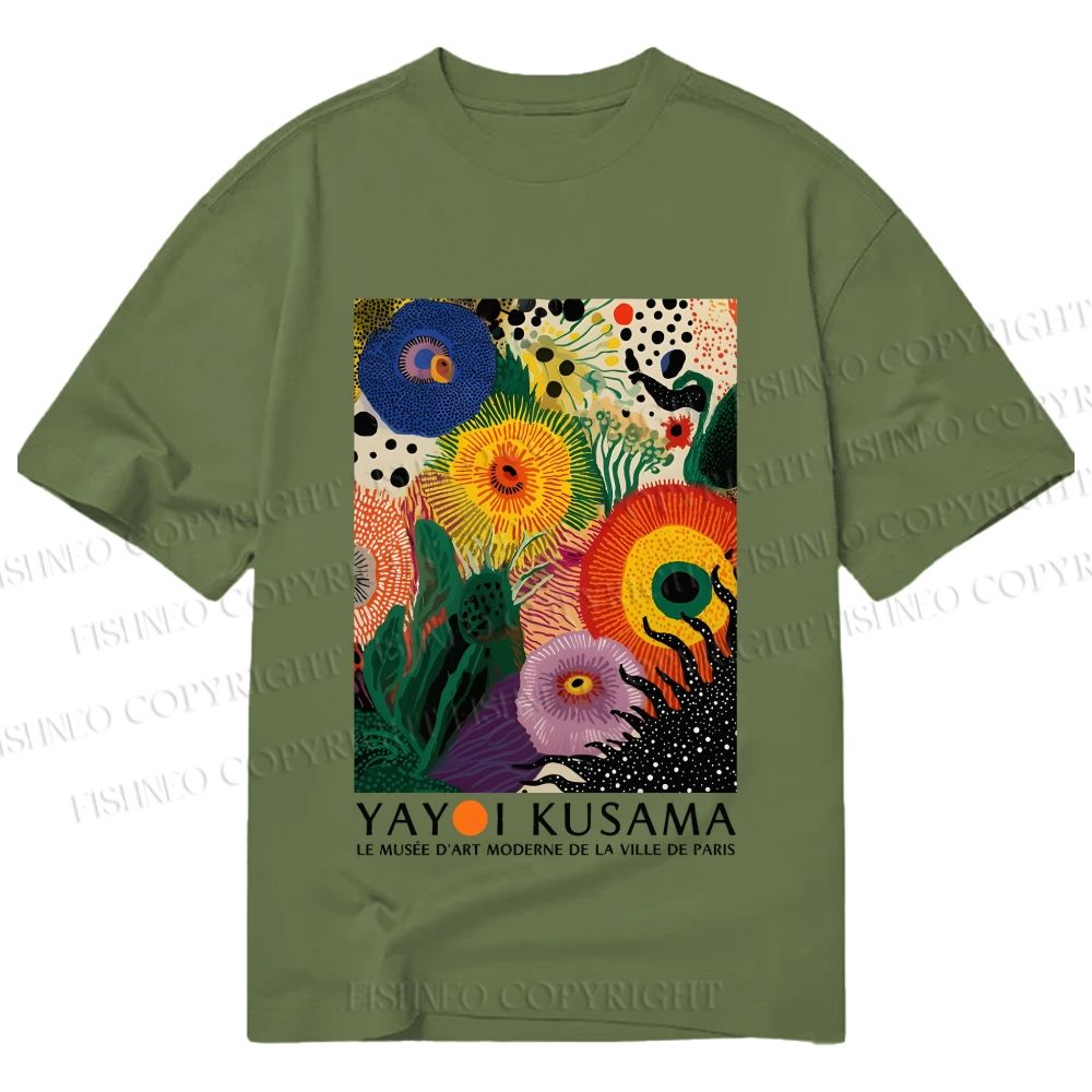 Unisex Classic Cotton Yayoi Kusama Eye Flowers Printed T-shirt