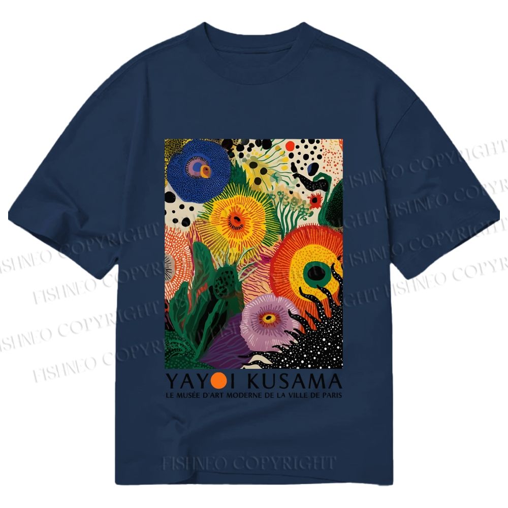 Unisex Classic Cotton Yayoi Kusama Eye Flowers Printed T-shirt