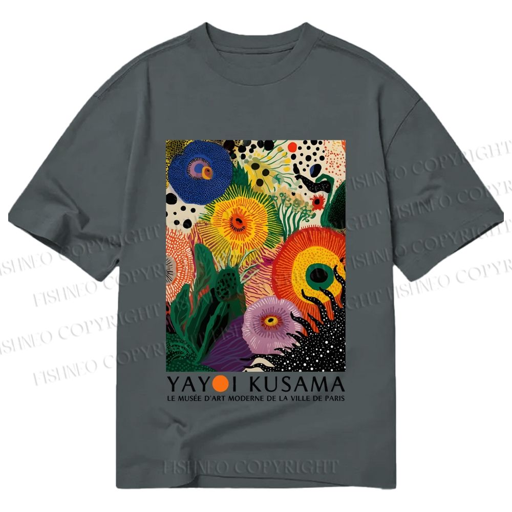 Unisex Classic Cotton Yayoi Kusama Eye Flowers Printed T-shirt
