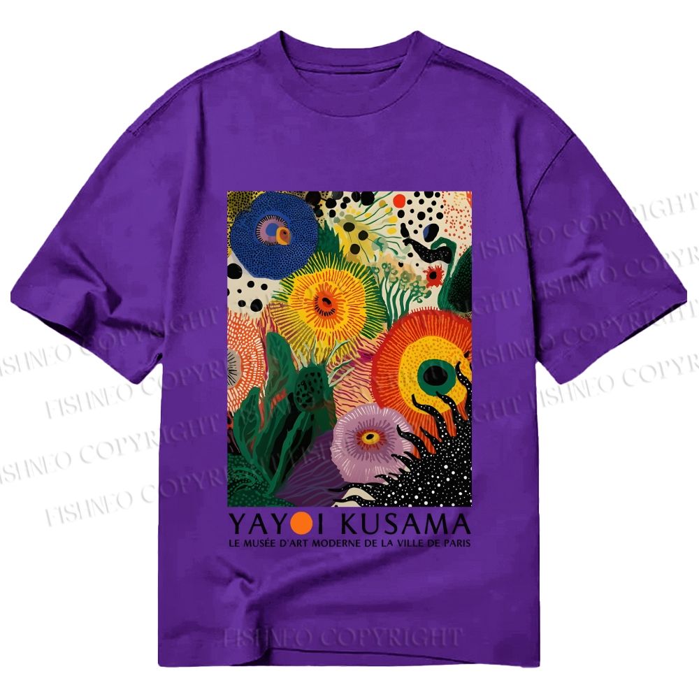 Unisex Classic Cotton Yayoi Kusama Eye Flowers Printed T-shirt