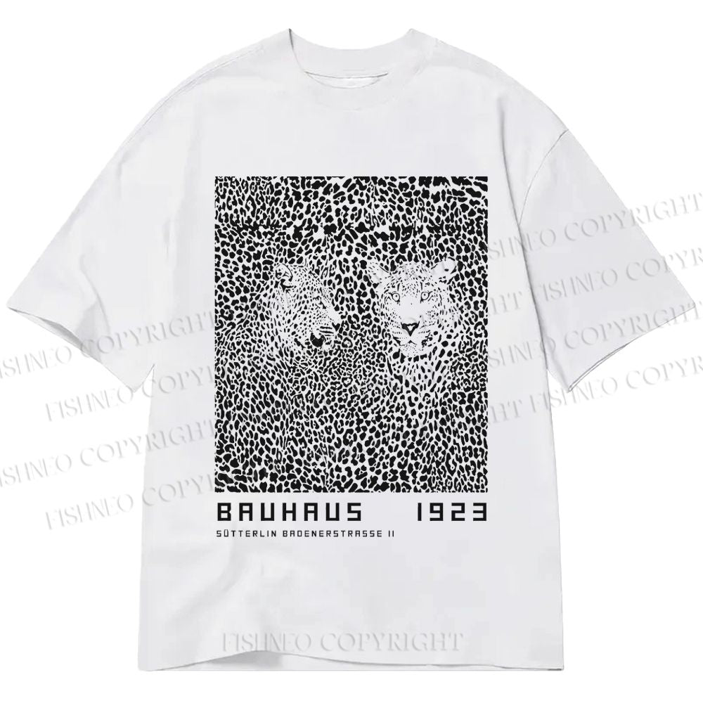 Unisex Classic Cotton Bauhaus Style Leopard Printed T-shirt