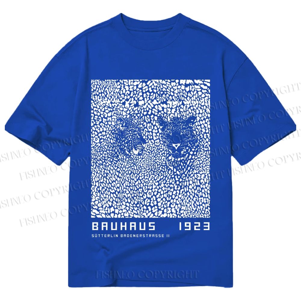Unisex Classic Cotton Bauhaus Style Leopard Printed T-shirt