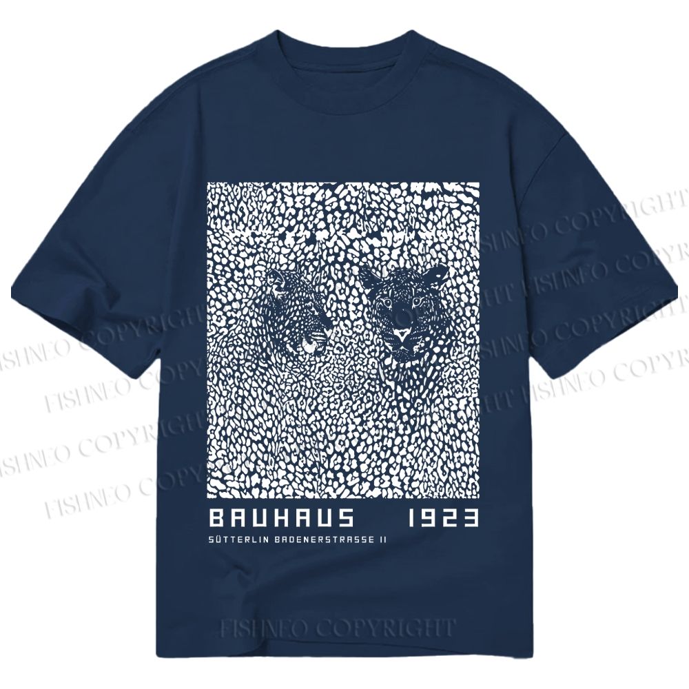 Unisex Classic Cotton Bauhaus Style Leopard Printed T-shirt