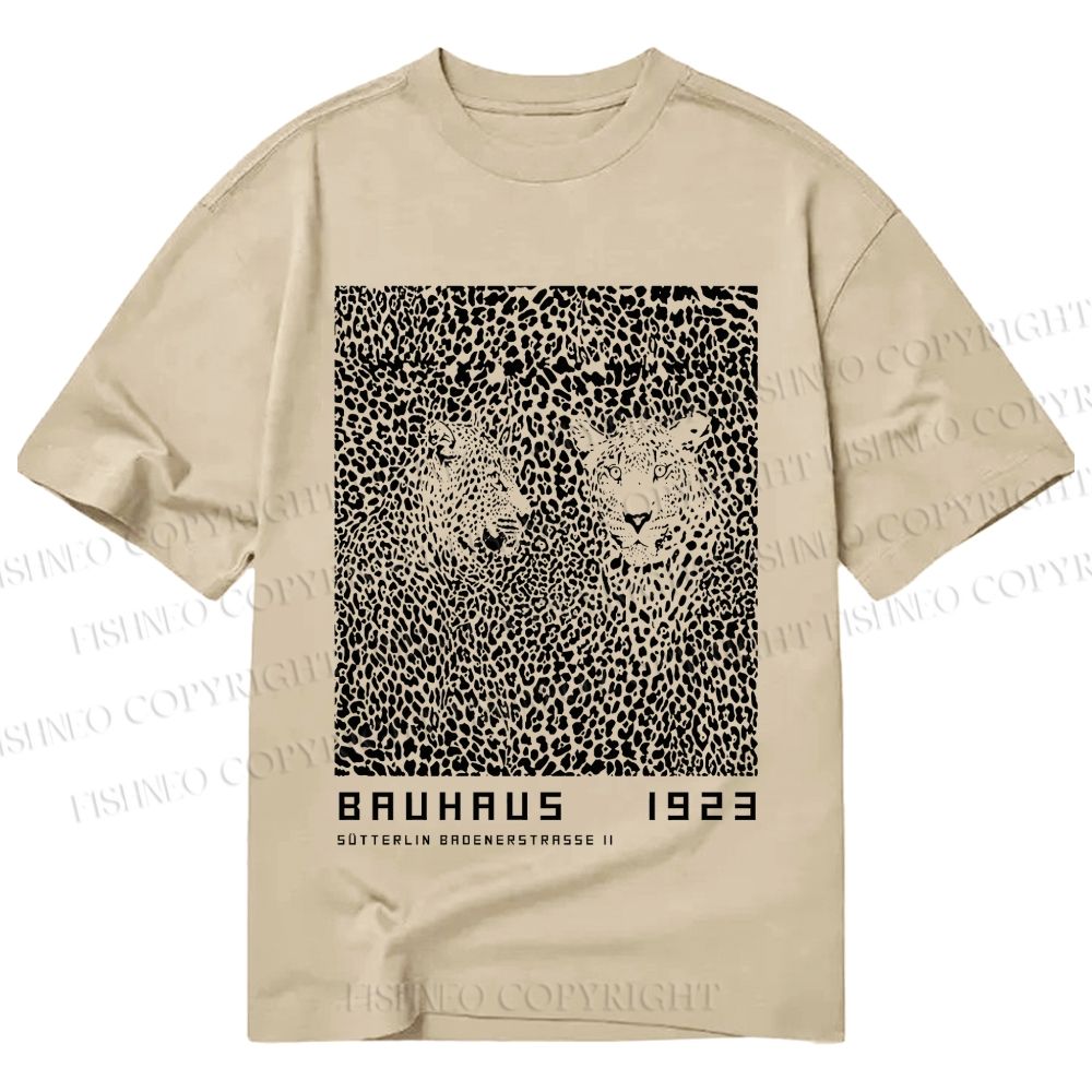 Unisex Classic Cotton Bauhaus Style Leopard Printed T-shirt