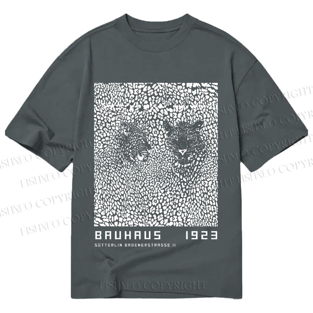 Unisex Classic Cotton Bauhaus Style Leopard Printed T-shirt