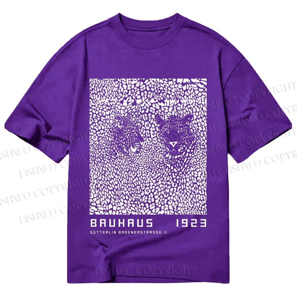 Unisex Classic Cotton Bauhaus Style Leopard Printed T-shirt