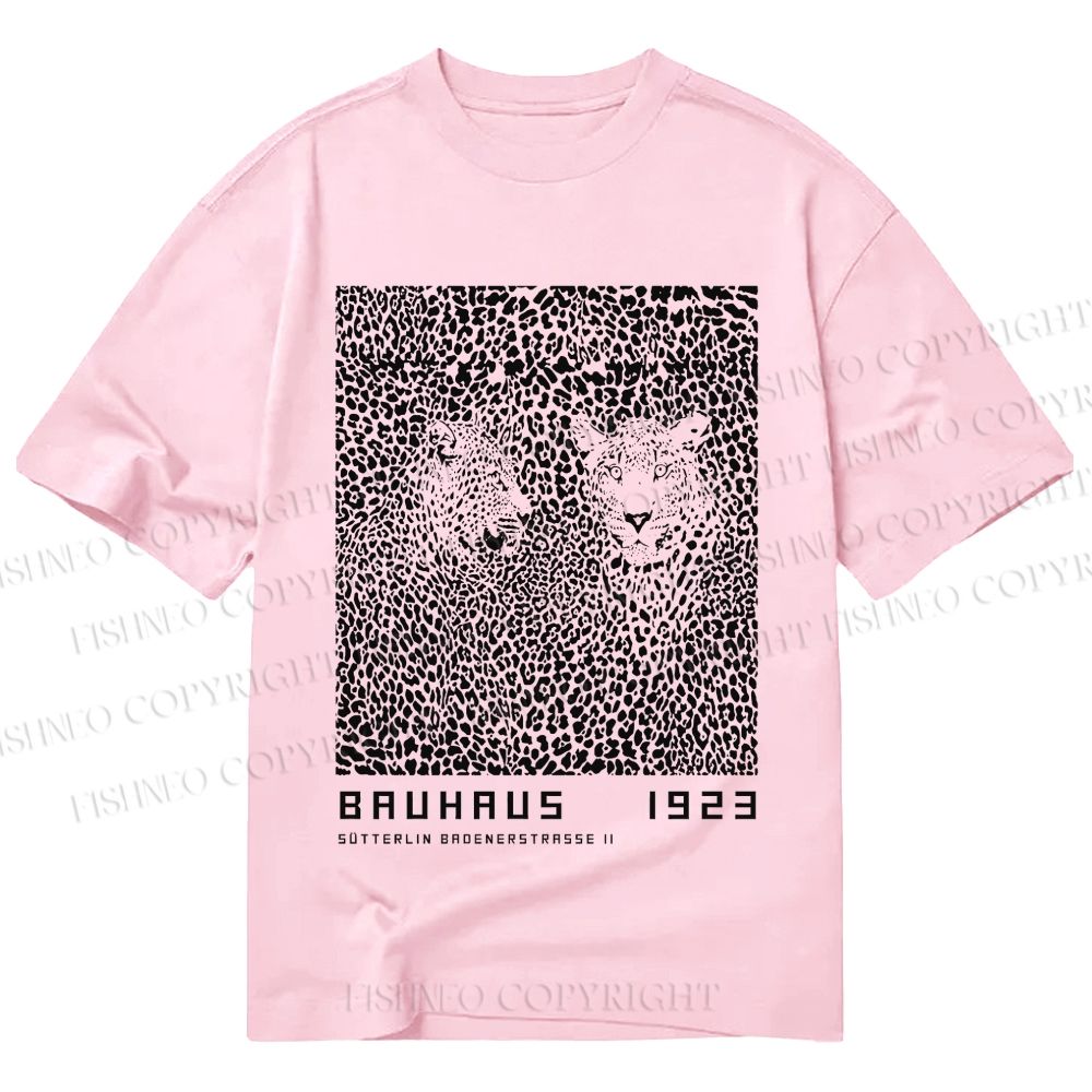 Unisex Classic Cotton Bauhaus Style Leopard Printed T-shirt