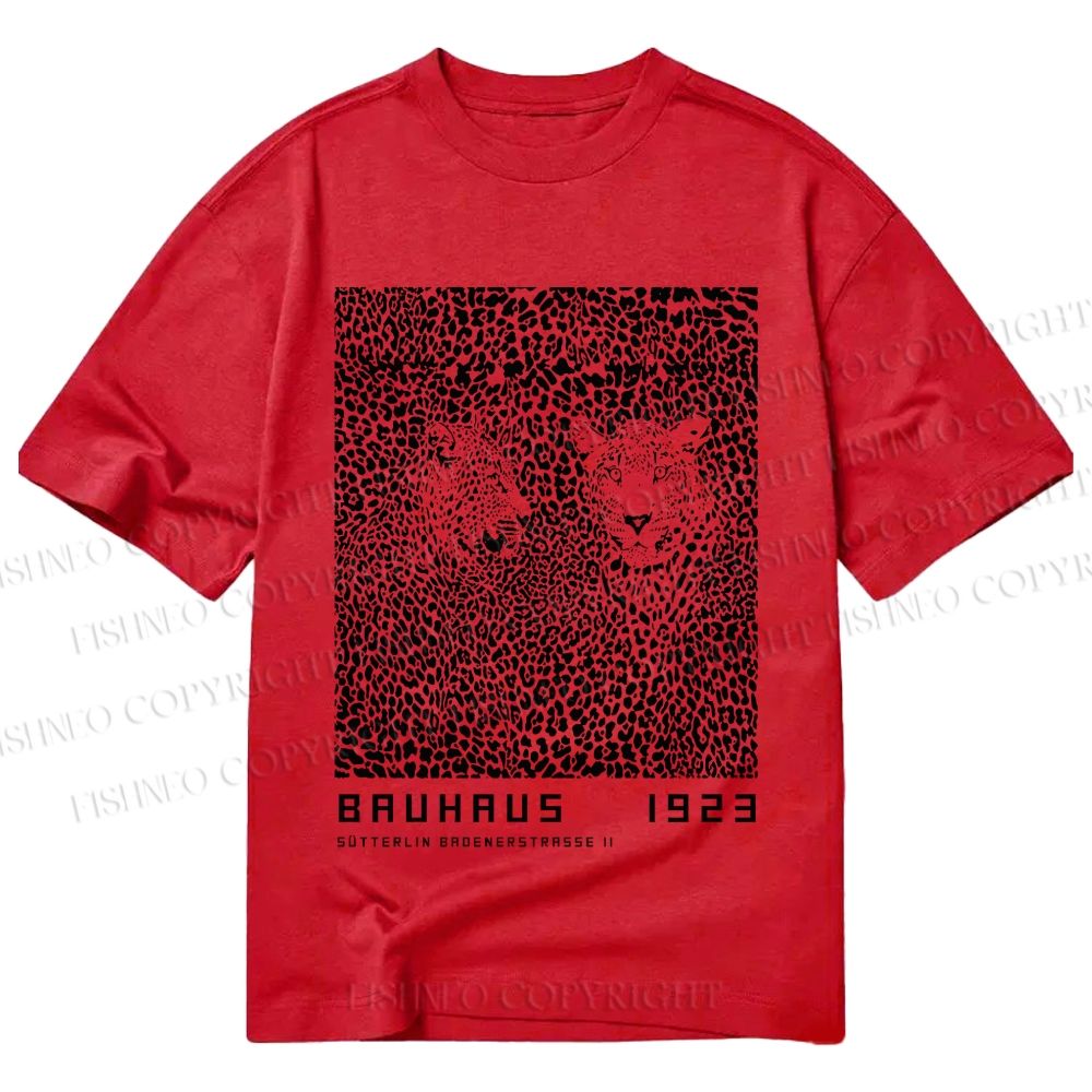 Unisex Classic Cotton Bauhaus Style Leopard Printed T-shirt