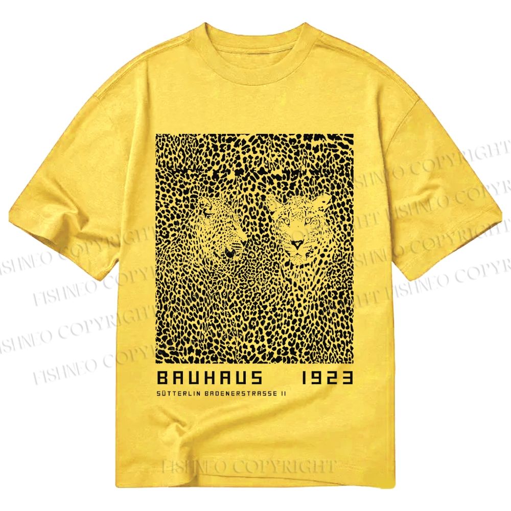 Unisex Classic Cotton Bauhaus Style Leopard Printed T-shirt