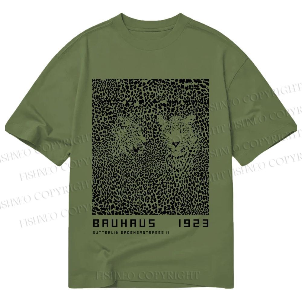 Unisex Classic Cotton Bauhaus Style Leopard Printed T-shirt