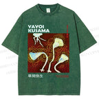 Unisex Yayoi Kusama Flowers Printed Washed Tee