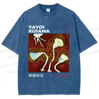 Unisex Yayoi Kusama Flowers Printed Washed Tee