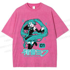 Unisex Hatsune Miku Printed Washed Tee