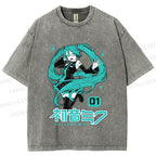 Unisex Hatsune Miku Printed Washed Tee