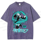Unisex Hatsune Miku Printed Washed Tee