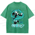 Unisex Hatsune Miku Printed Washed Tee