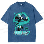 Unisex Hatsune Miku Printed Washed Tee