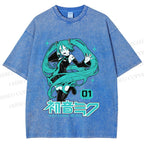 Unisex Hatsune Miku Printed Washed Tee