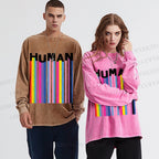Unisex Casual Washed Pride Human Printed Long Sleeve T-shirt