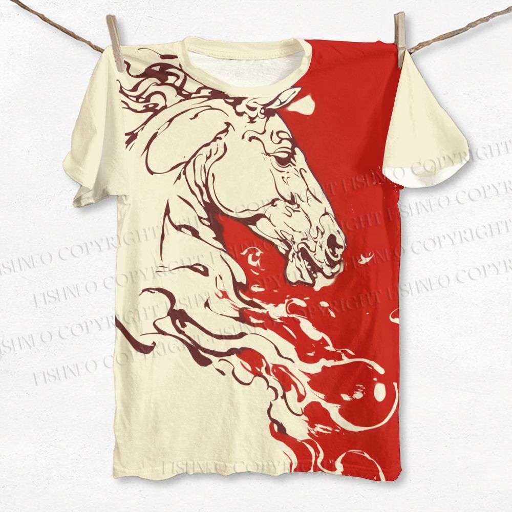 Unisex Horse Printed Classic T-shirt