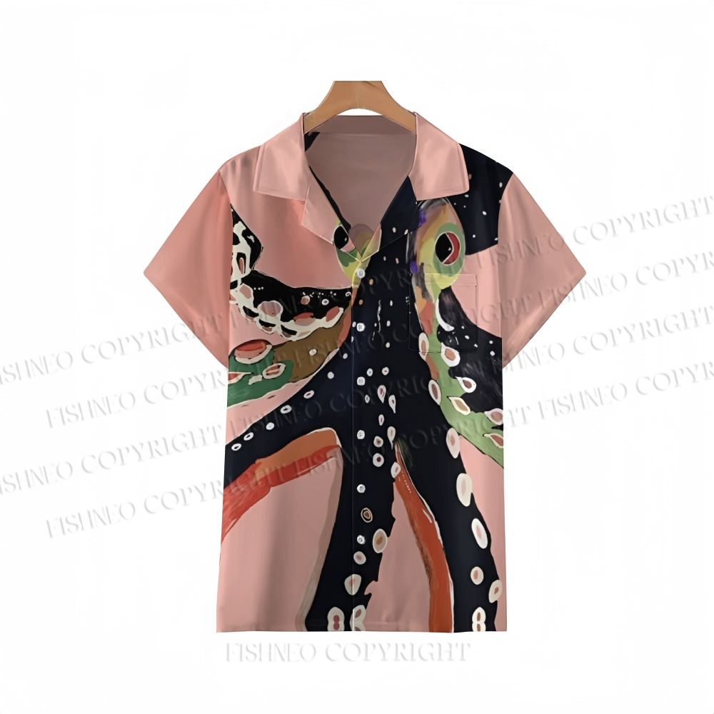 Men's Casual Octopus Print Resort Shirt