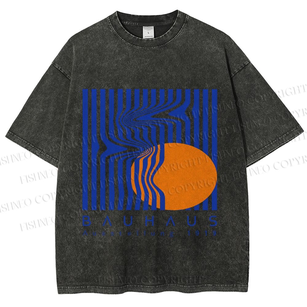 Unisex Bauhaus Geometric Printed Washed Tee