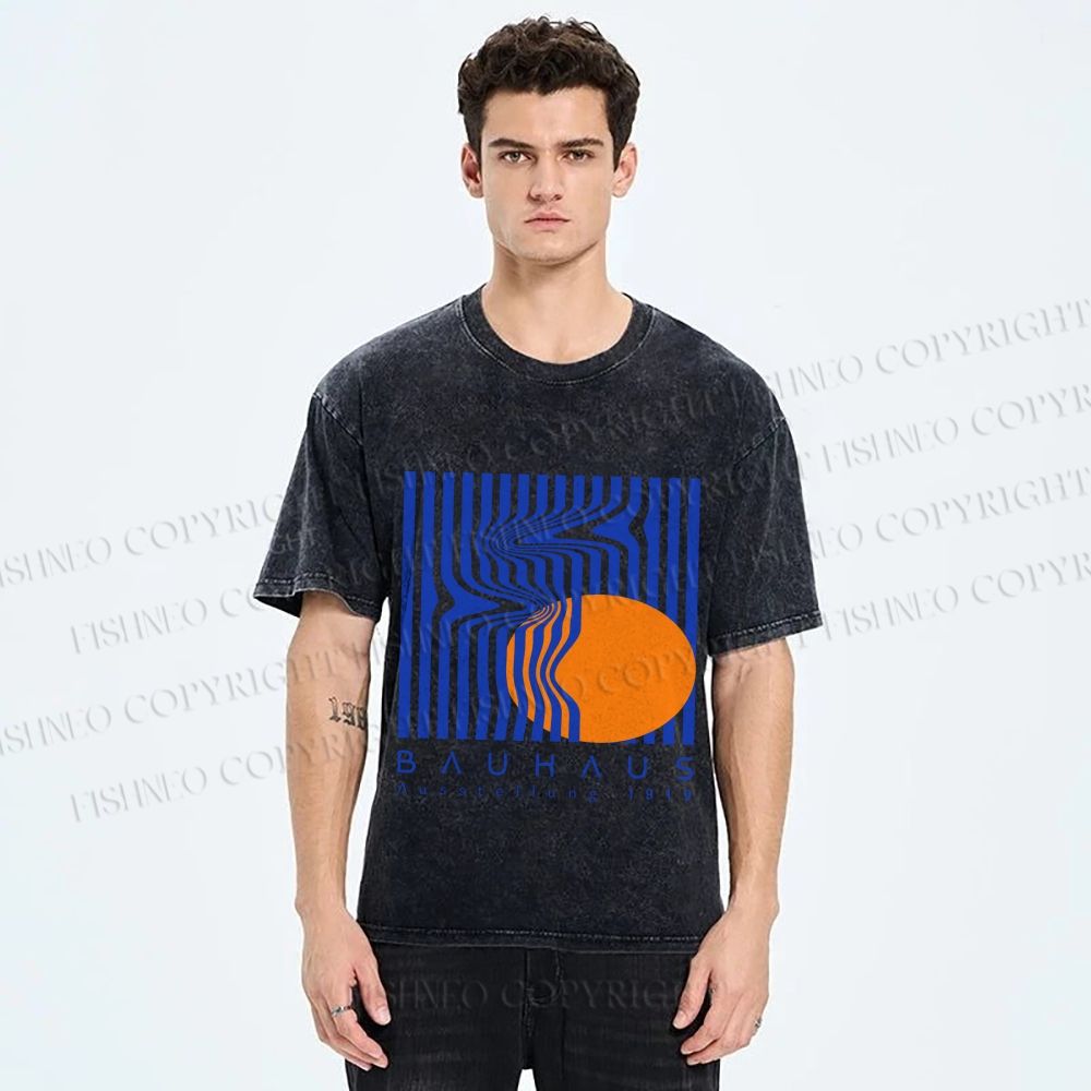 Unisex Bauhaus Geometric Printed Washed Tee